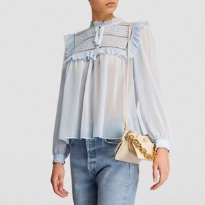 Self-Portrait Chiffon Blouse in Light Blue Size 2